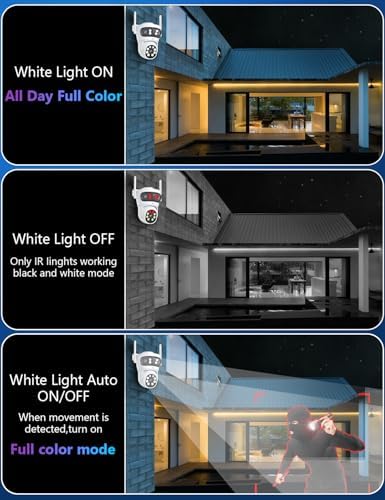 Wireless Security Camera 3 Lens 5G/2.4G WiFi 6MP Triple Lens Camera,2K HD PTZ Dome Cameras with Automatic Cruise, Color Night Version, Motion Detection - Image 7