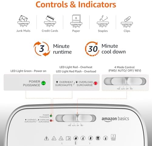 Amazon Basics 8-Sheet Cross Cut Paper and Credit Card Shredder for Security, Heavy Duty, White - Image 4