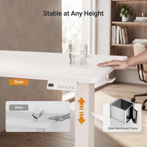 Claiks Electric Small Standing Desk, 35x20 Inch, White - Image 5