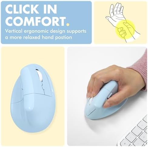 X9 Performance Wireless Vertical Ergonomic Mouse - (BT + 2.4Ghz) - Click in Comfort - Up to 4000 DPI, 6 Button, Rechargeable - Bluetooth Ergonomic Vertical Mouse Wireless - for Mac and PC - Blue - Image 2