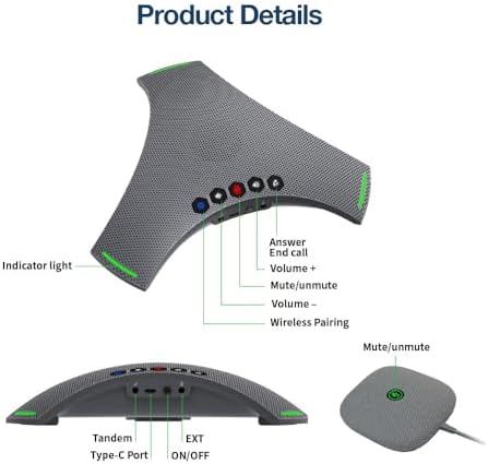 Conference Speaker and Microphone, Bluetooth Speakerphone w/ Extension Mic - Image 7