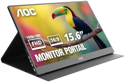 AOC 16" Portable Monitor FHD 60Hz USB-C IPS Ultra Slim Smart Cover 16T20 by AOC