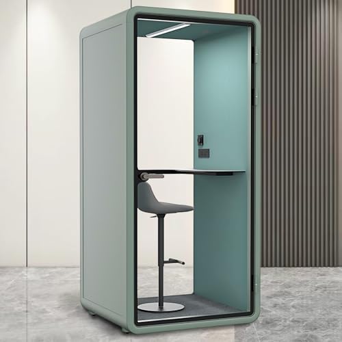 Office Sound Booth with Audio Privacy - Soundproof Recording Booth Includes Green Frame with Curved Corners,Soundproof Room with Light,Steel Plate Structure for Study (42.52IN) by X-Comfot