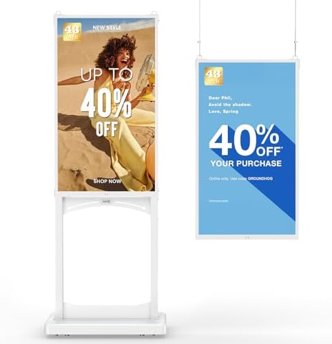 MWE 43 Inch Indoor Digital Signage Display, 1000 Nits Window Advertising Display Kiosk, Free Custom Logo Nameplate, Support Floor Standing or Ceiling Mounted, for Retail Store Window Promotion by QIXZOCV