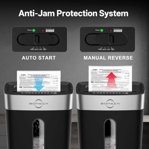 BONSEN Paper Shredder for Home Office P4 Cross Cut 10-Sheet Portable Handle - Image 5