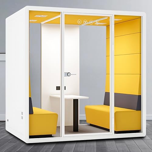 Office Sound Booth with Audio Privacy - Soundproof Proof Booth Includes Superimposed Interior Design,Sound Room Include Socket,Fans,Light for Study (Yellow, 90IN) by X-Comfot