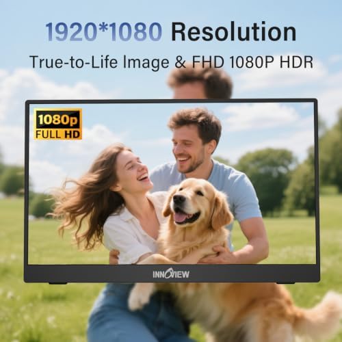 InnoView Portable Monitor, 15.6 Inch FHD 1080P HDMI USB C Second External Monitor for Laptop, Desktop, MacBook, Phones, Tablet, PS5/4, Xbox, Switch, Built-in Speaker with Protective Case - Image 2