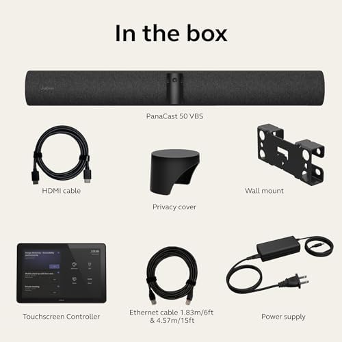 Jabra PanaCast 50 Video Bar System - All-in-one Meeting Room Solution, Audio bar, 180° Full-Room Webcam, Intelligent AI-Enabled Features, and PanaCast Control Touchscreen - MS Teams Certified - Black - Image 6