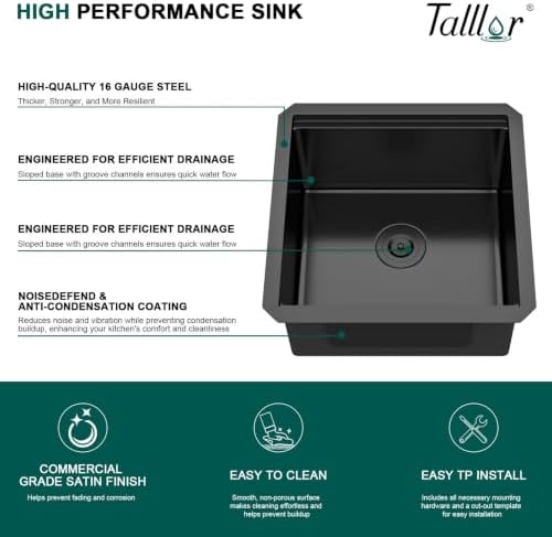 17x17 Inch Undermount Bar Sink, Workstation Gunmetal Black Bar Sink - Image 6