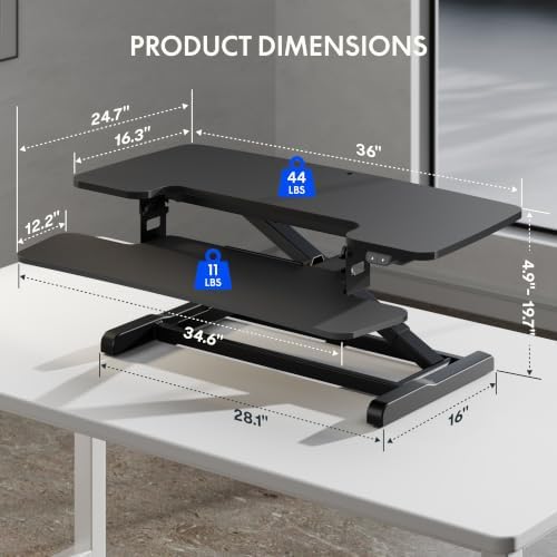 FLEXISPOT 36" Electric Standing Desk Converter, Black - Image 2