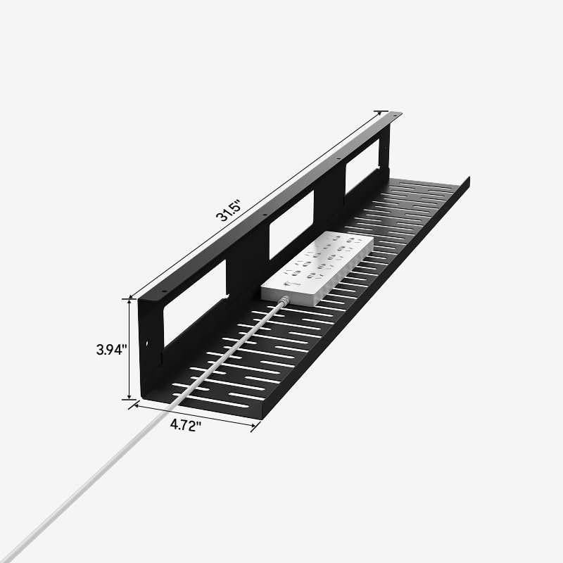 FLEXISPOT Black Cable Tray Metal Raceway Wire Organizer Office Home Computer Cable Management for Standing Desk - Image 2