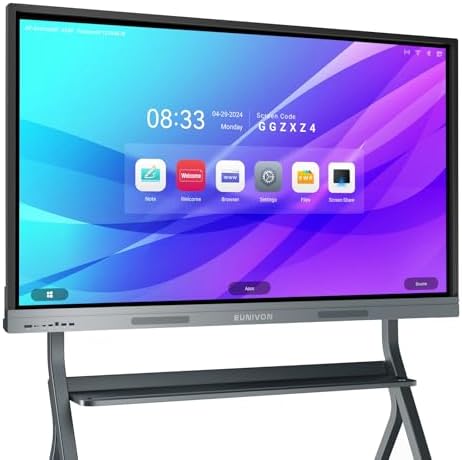 Smart Board, 55'' 4K UHD Smart Whiteboard, 8+128GB Touch Screen Electronic Whiteboard, Interactive Whiteboard for Classroom and Business (Wall Mount Included) by EUNIVON