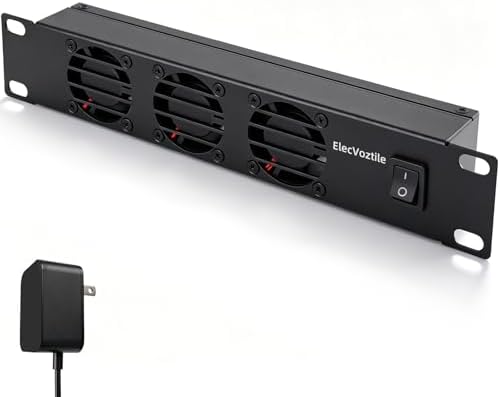 10 inch 1U Rack Mount Fan Panel with Switch, Metal Case by ElecVoztile