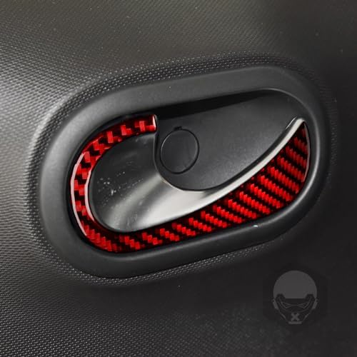 Real Soft Red Carbon Fiber Car Inner Door Handle Switch Panel Decorative Strip Cover Sticker Auto Interior Decoration Accessories Compatible with Benz Smart 2016 2017 2018 2019 2020 2021 - Image 2