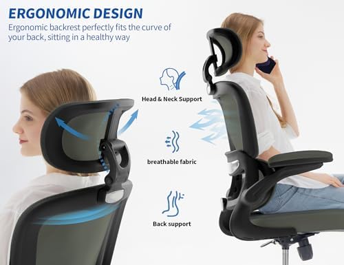TRALT Office Chair Ergonomic Desk Chair with Lumbar Support Dark Green, 1 - Image 3