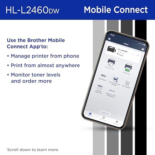 Brother HL-L2460DW Wireless Compact Monochrome Laser Printer with Duplex, Mobile Printing, Black & White Output | Includes Refresh Subscription Trial(1), (Renewed Premium - Refurbished) - Image 5