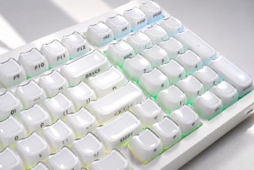 ZORNHER ZH980 Wireless Mechanical Keyboard,95% White Creamy Keyboard with Number Pad,Full Size Gaming Keyboard,Cute Jelly Glossy Cat-Ear Keycaps,Girly Aesthetics Kitty Keyboard,Creamy Switches - Image 5