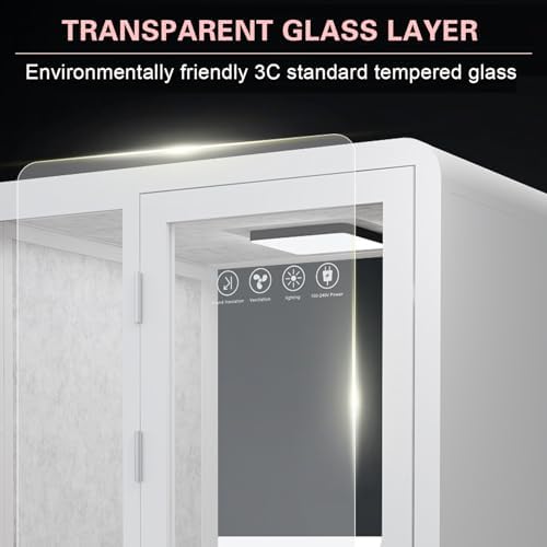 Mobile Sound Proof Booth, Mobile Office Pod Booth Meeting Room, Movable Portable Sound Booths, with LED Lighting System, Wheels, USB Ports, for Workspace Home - Image 5