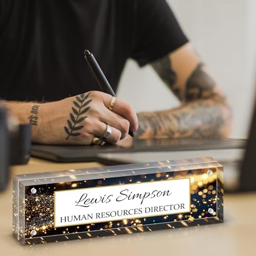 Desk Name Plate Personalized, Desk Double sided pattern Name Plate Personalized Office Desk Decor for Women and Men , Teacher Nurse Boss Employee Appreciation Gifts (starry sky, fixed pattern) - Image 4