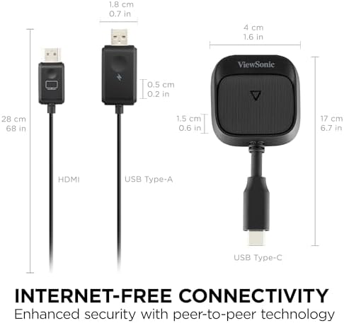 ViewSonic WPD-900 ViewShare Wireless Screen Casting Kit, HDMI USB C - Image 4