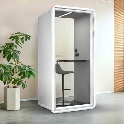 Quiet Meeting Pod with Acoustic Panels, Office Soundproof Booth with Furniture, Portable Removable Working Booth for Private Phone Calling, Study, Individual Seater Personal Office H92in W43in D40in by Unknown