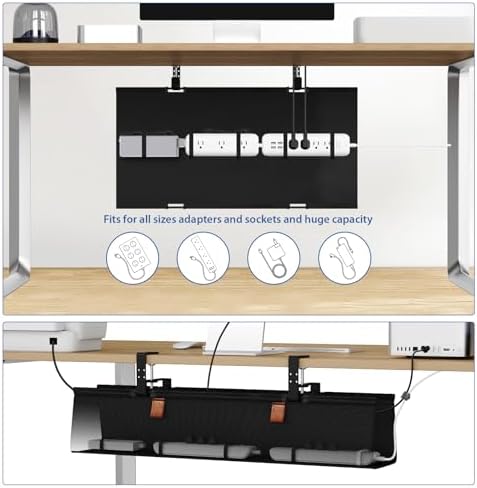 Zilink Under Desk Management Tray Desk Cable Organizer 30 inch, Black - Image 3