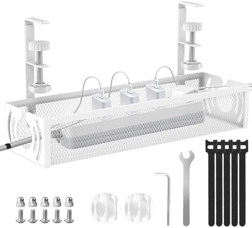 Cable Management, 15'' Under Desk Cable Management Tray No Drill by LOVJOYSE