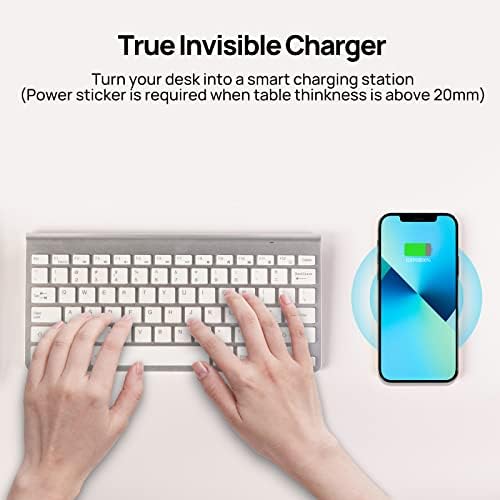 KPON Invisible Wireless Charger,30mm Under Desk Charger Mat, Furniture Table Nightstand Desktop Charging Station for iPhone17/16/15/14/13/12/Samsung/LG/Google Pixel Desk Essentials(with QC Adapter) - Image 5