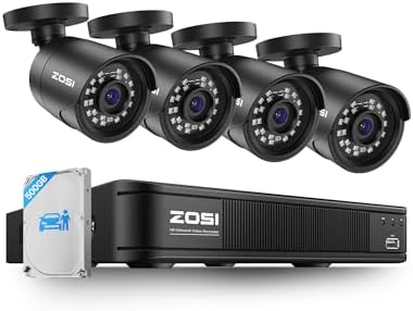 ZOSI 3K Lite Wired Security Camera System, 4 X 2MP CCTV Cameras, 500GB HDD by ZOSI