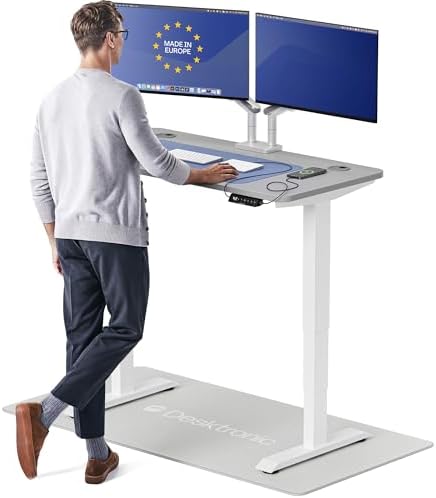 Desktronic HomePro Standing Desk 48x24 — Made in Europe, Ergonomic Sit Stand Home Office Desk, Electric Height Adjustable, Dual Motor, USB & USB-C Charging, Wobble-Free, Touchscreen, 3 Memory Presets by Desktronic