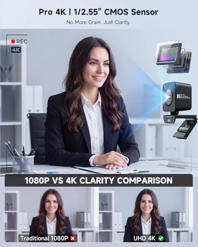 AOC 4K Webcam for PC with PDAF, Sony Sensor, 1080P 60FPS Streaming Camera - Image 2