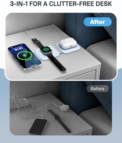 3 in 1 Foldable Travel Wireless Charger for Apple Multi Device - Image 3
