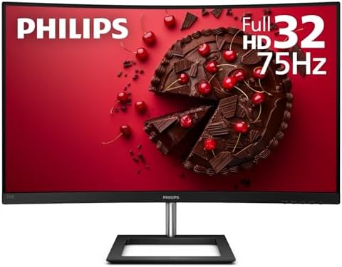 Philips 322E1C 32" Super-Curved Frameless Monitor, Full HD VA, 104% sRGB, Adaptive-Sync 75Hz, VESA, 4Yr Advance Replacement Warranty, Black/Silver by Unknown