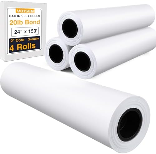 VOISEN Wide Format Paper, 4 Rolls Plotter Paper 24 In x 150 Ft by VOISEN