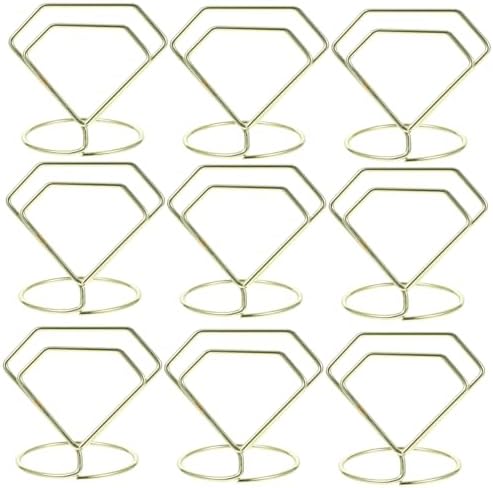 Vaguelly 10pcs Diamond Shaped Table Number Holders, Gold Carbon Steel by Vaguelly