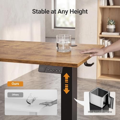 Claiks Electric Standing Desk 48x24 Inch Adjustable Desk, Rustic Brown - Image 5
