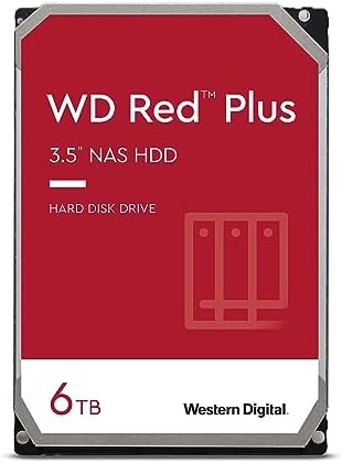 Western Digital 6TB WD Red Plus NAS Internal Hard Drive HDD - 5400 RPM, SATA 6 Gb/s, CMR, 64 MB Cache, 3.5" - WD60EFRX by Hummingbird+Networks