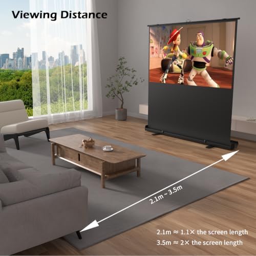 Floor Rising Projector Screen 80 Inch 16:9, Manual Pull Up Portable Screen - Image 5