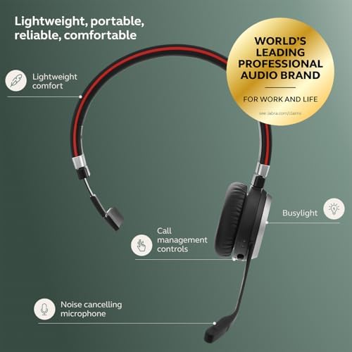 Jabra Evolve 65 SE Mono Wireless Headset - Bluetooth Headset with Noise-Cancelling Microphone, Long-Lasting Battery, and Dual Connectivity - MS Teams Certified, Works with All Other Platforms - Black - Image 3