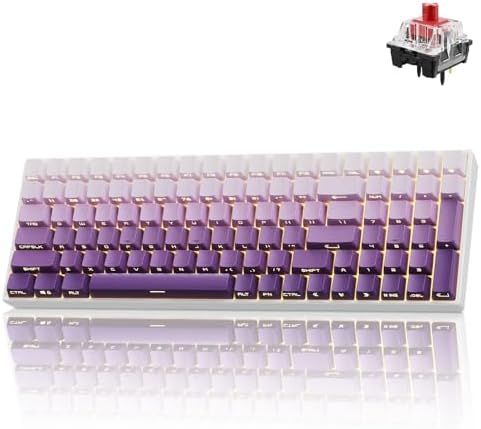 ZORNHER ZH100 Wireless Mechanical Keyboard,98% Purple Creamy Keyboard with Number Pad,Full Size Gaming Keyboard,Lighted Up PBT Dipped Keycaps,KKT Red Switches by Zornher