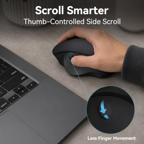 Wireless Ergonomic Mouse, Thumb Side Scroll, Quiet Click - Image 4