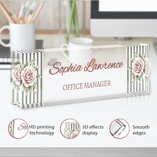 Custom Name Plate for Desk, Acrylic Desk Name Plate Personalized, Employee Appreciation Gifts, Office Desk Accessories for Women Men Teacher Nurse, Coworker Gifts for Manager Assistant (Ash Cream) - Image 3