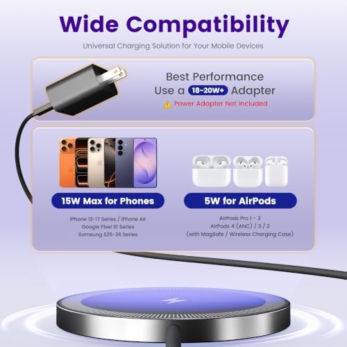 15W Wireless Charger for Apple MagSafe Charger, Magnetic Fast Charging Pad - Image 3
