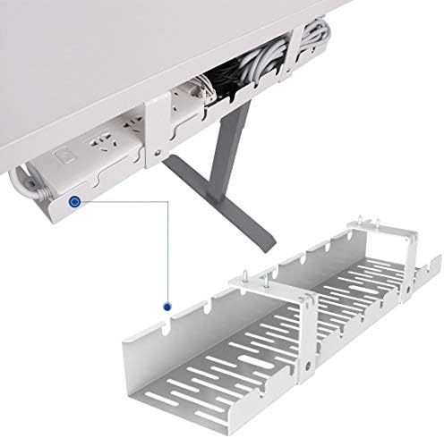 FLEXISPOT Under Desk Cable Management Tray, Metal Raceway Wires Cable Tidy Organizer Office and Home Cable Tray Use for Standing Desk (White) by Unknown