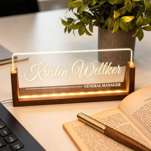 Illuminated Name Plate for Office Desk, Glowing Acrylic Desktop Plaque with Customized Text, Personalized Gifts for Teachers, Colleagues, Premium Employee Appreciation Gifts, Stylish Office Decorations for Men Women - Image 3
