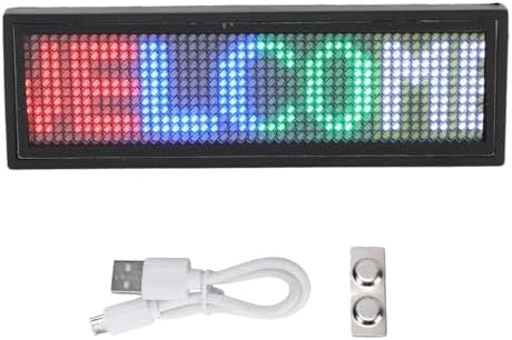 Eujgoov Color LED Name Badge 12x48 Pixels APP Control Programmable Reusable Name Sign Price Tag for Restaurant Store Hotel Office by Eujgoov