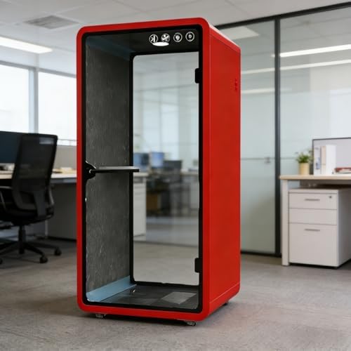 X-Comfort Office Pod Booth with Audio Privacy - Portable Soundproof Booth with 35dB Noise Reduction, Built-in LED Light, Fans, Socket for Office, Study, Working–Chair Not Included(Red) by X-Comfot