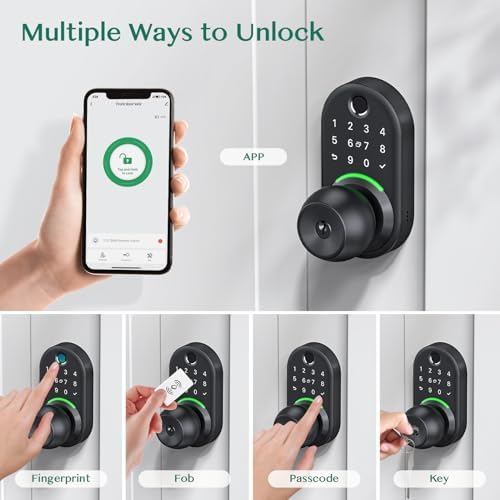 Keypad Smart Door Knob Lock, Yamiry Fingerprint Keyless Entry Handle Lock - Image 2