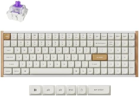 Keychron K4 HE 96% Wireless Hall Effect Keyboard with Number Pad, Rapid Trigger Magnetic Switches, QMK Launcher, 2.4GHz/Bluetooth/Wired, Mac & Windows, Wood Accent Frame, White (Non-Shine-Through) by Keychron