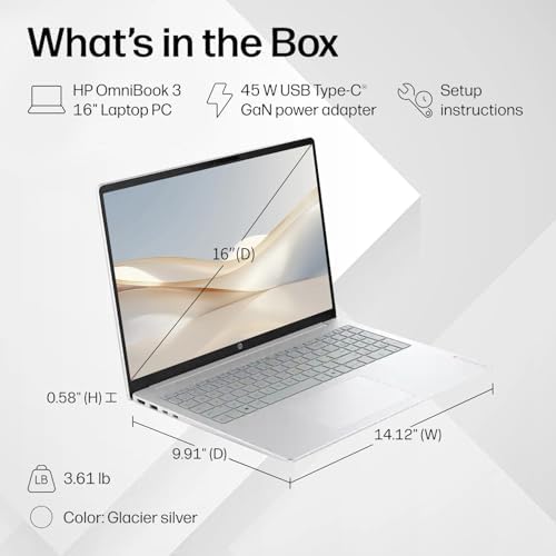 HP Omnibook 16" 2K Touchscreen Business Laptop, AMD Ryzen 5, 8GB DDR5 RAM, 512GB SSD, Win11 Pro, All-Day Battery Life, Copilot AI, WiFi 6, Fatcayes Accessory, Glacier Silver - Image 6